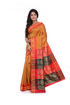 Sambalpuri Silk Replica Saree with Double Border Saree Yellow Colour