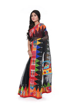Reshom Kota Hand Decorated Black Saree with Kettle Motif