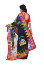 Reshom Kota Hand Decorated Black Saree with Kettle Motif