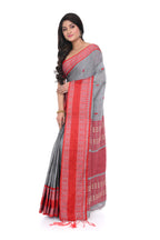 Red Mahapar Grey Colour Handloom Saree.