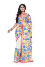 Multi Colour Appliqué on White Reshom Kota Saree