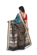 Khandua Silk Nabakothi Saree with Ramagreen Base and Multi Coloured Border and Animal Anchal