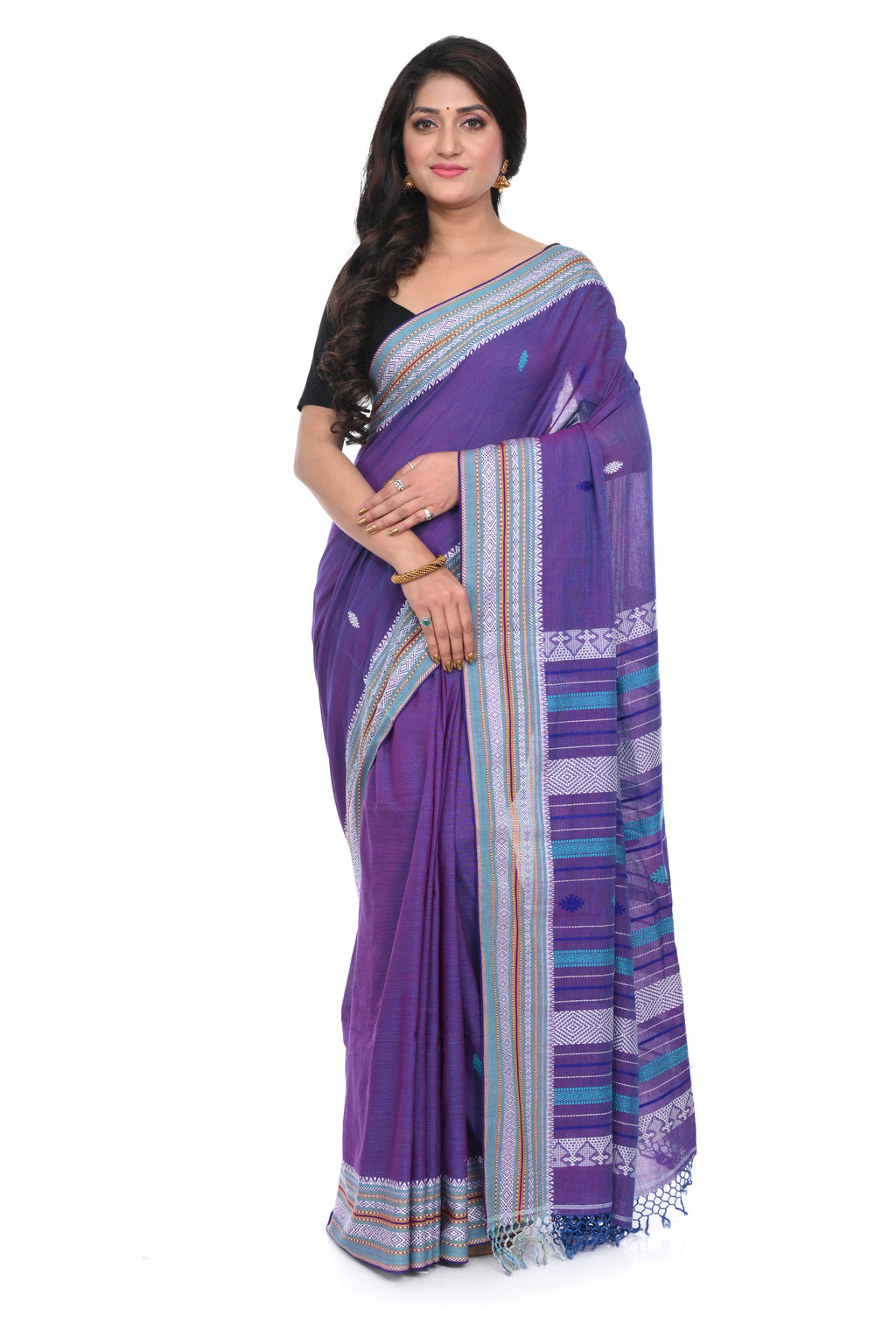 Purple Colour High Quality Pure Handloom Saree with Heavy Pallu