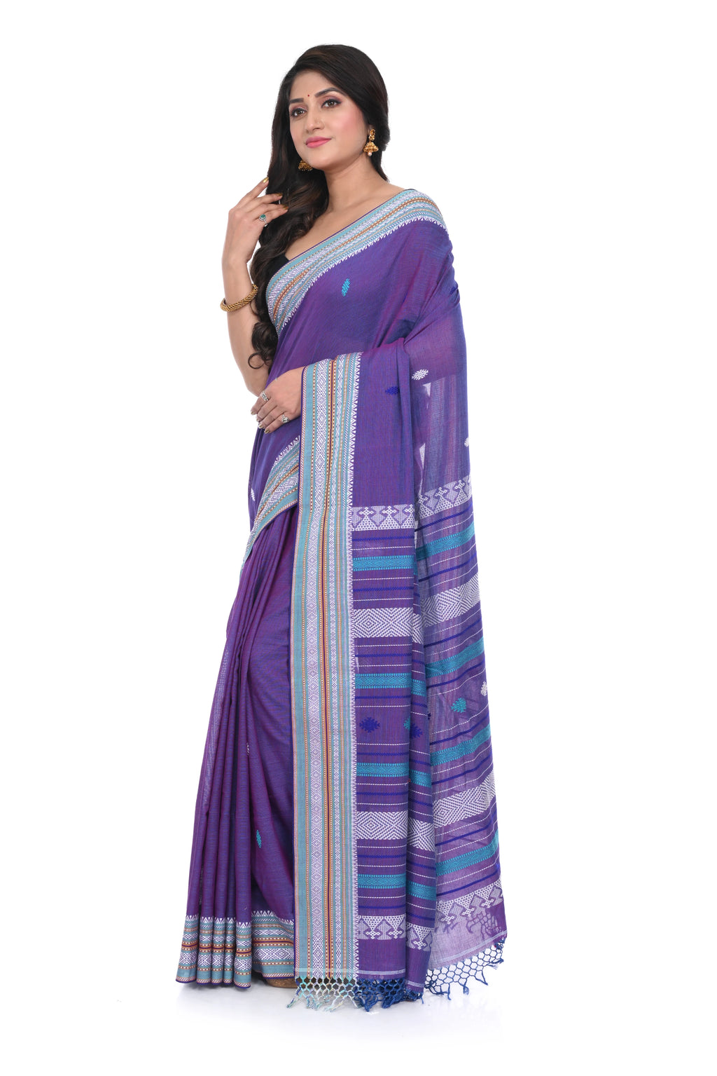 Purple Colour High Quality Pure Handloom Saree with Heavy Pallu