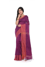 Magenta Handloom Saree with Hand - Painted Pallu