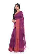 Magenta Handloom Saree with Hand - Painted Pallu