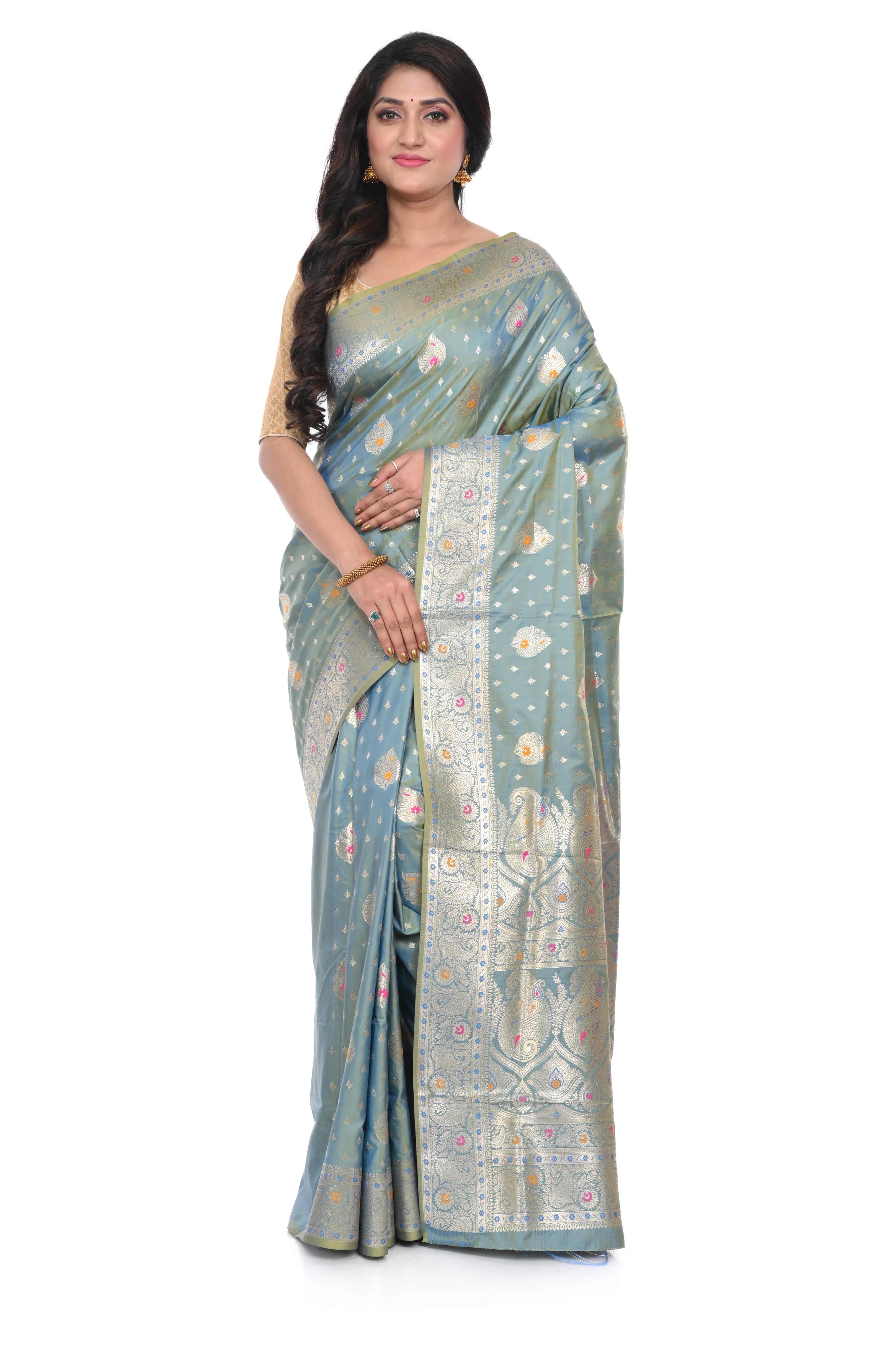 Light Teal Benarasi Saree