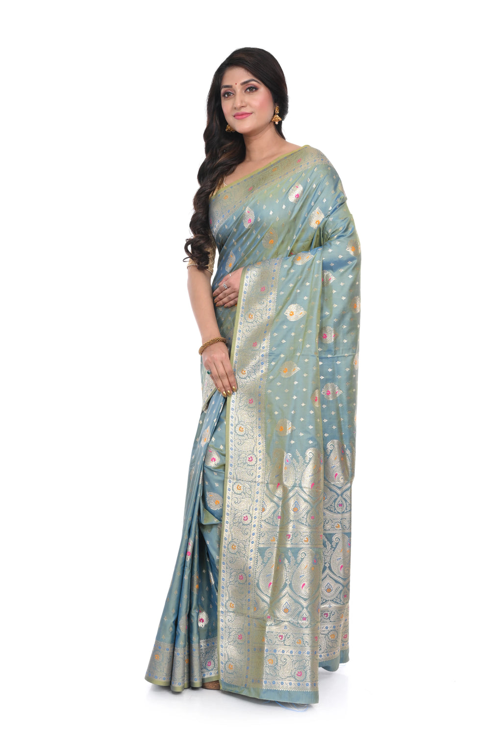 Light Teal Benarasi Saree