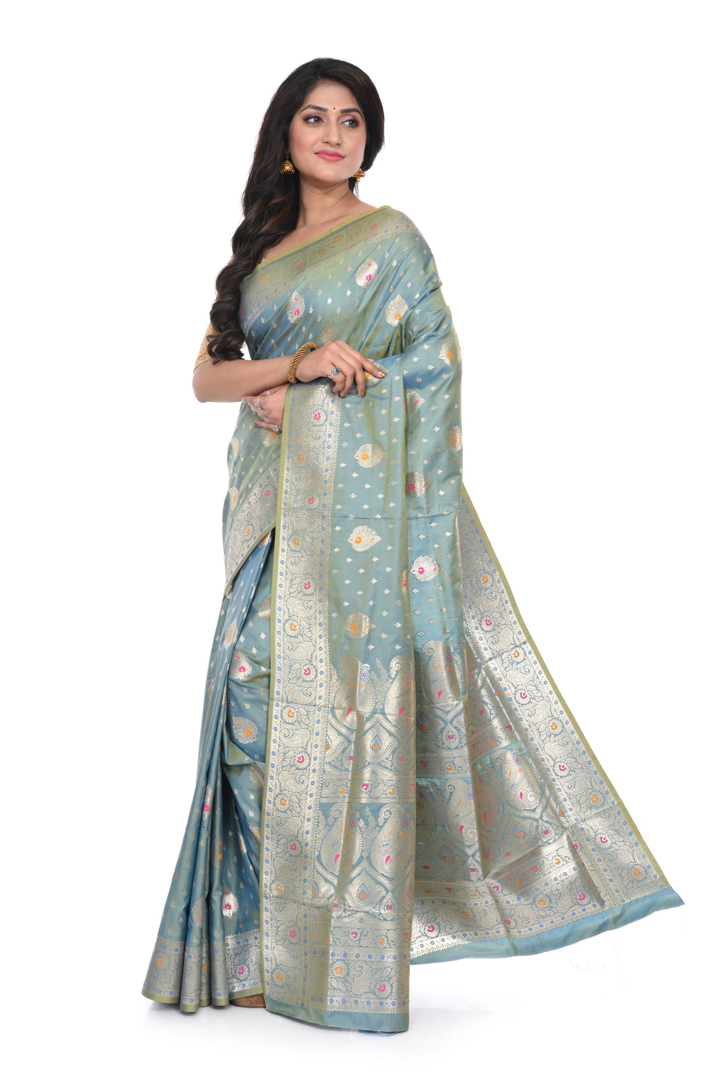 Light Teal Benarasi Saree