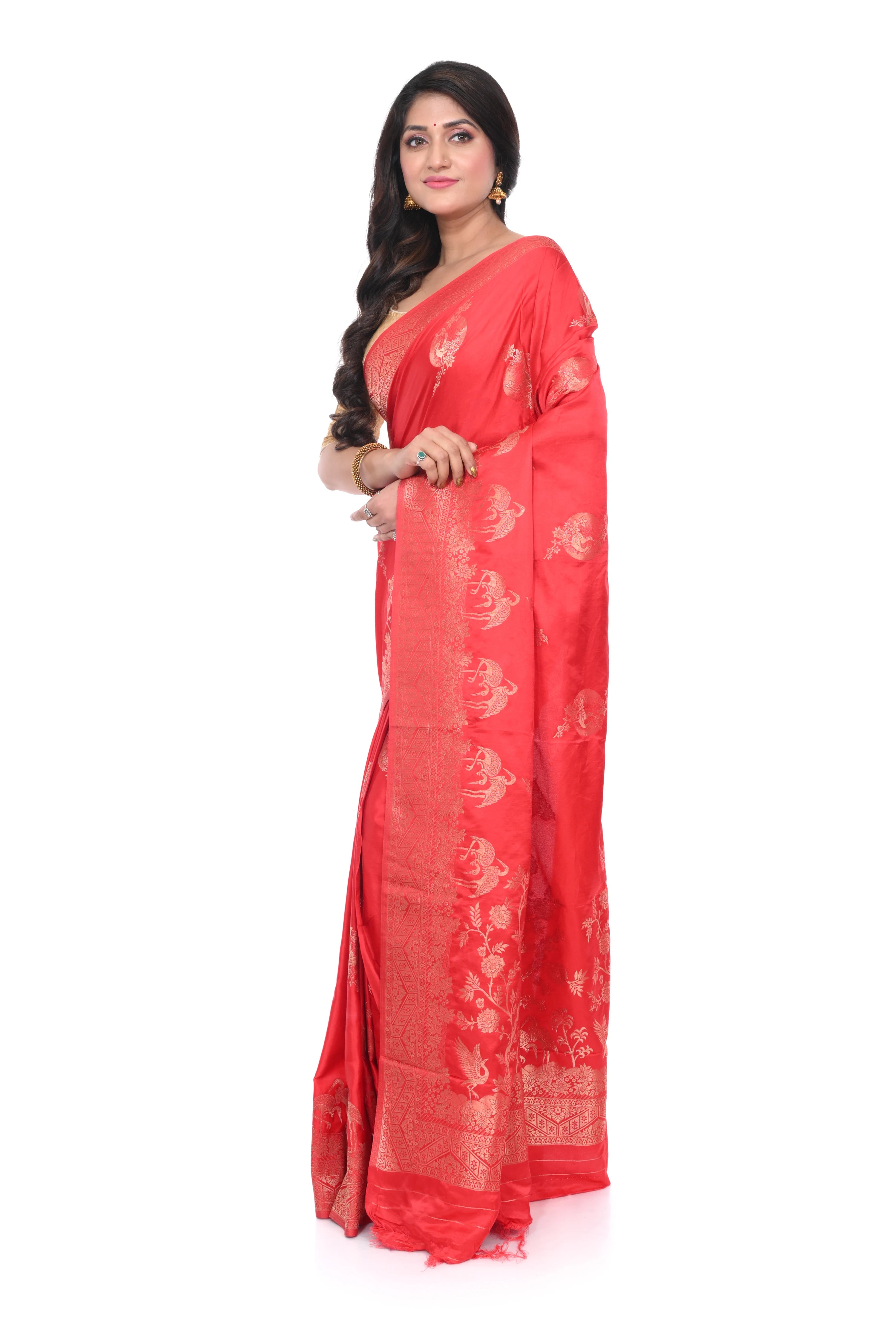 Tomato Red Mashru Benarasi Saree