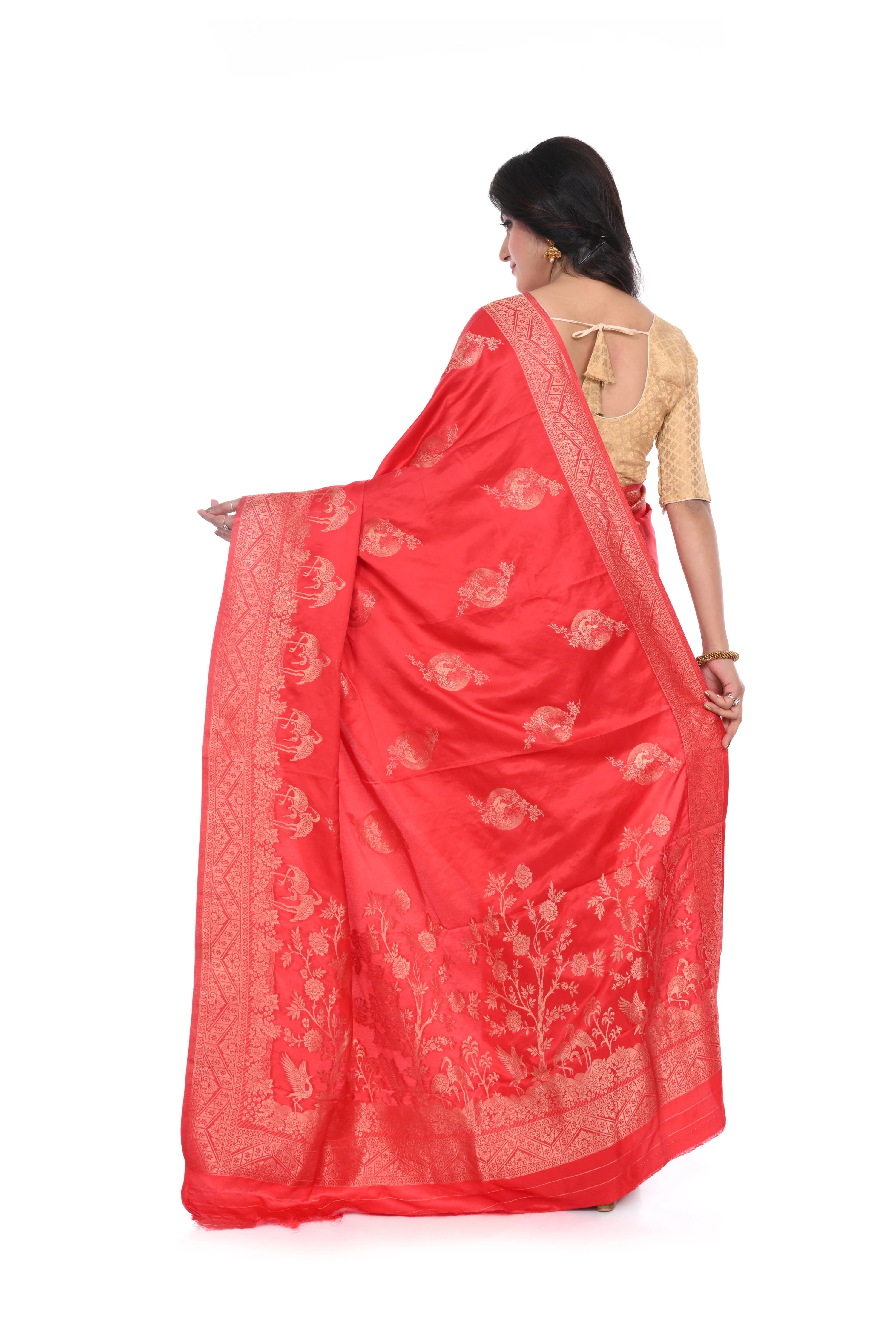 Tomato Red Mashru Benarasi Saree