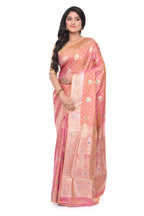 Pink Benarasi Saree with Copper Zari