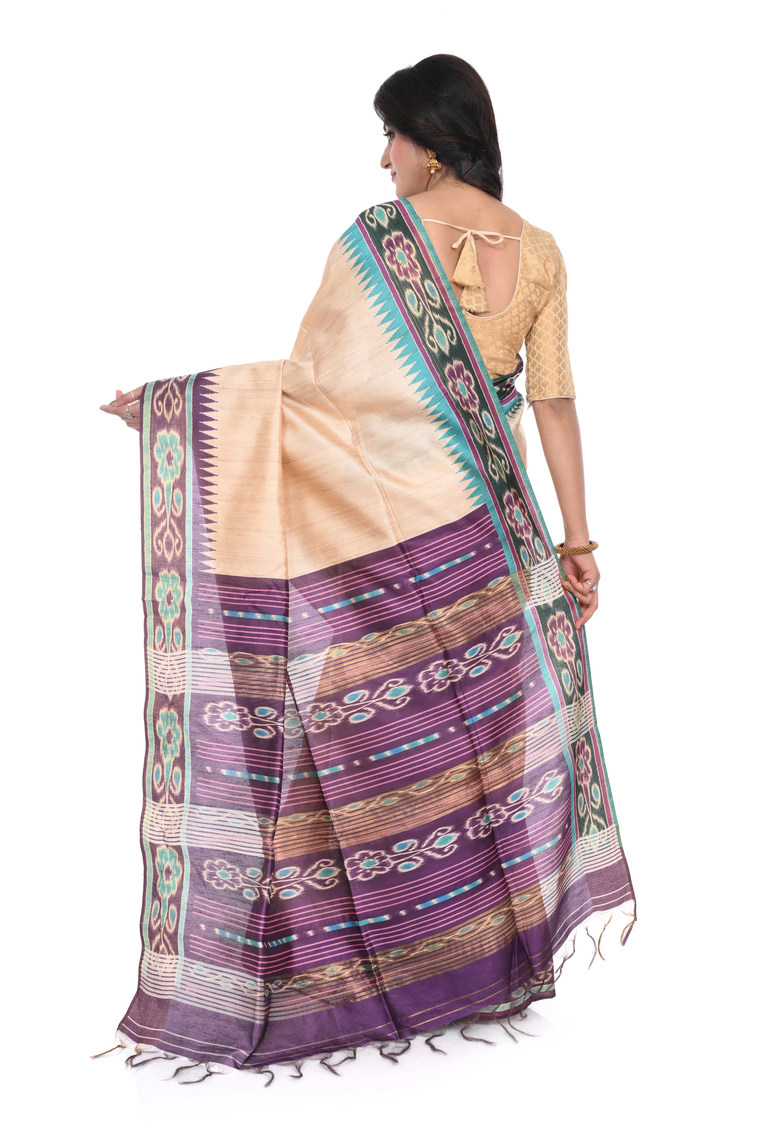 Violet Semi Tussar Saree with Kotki Border