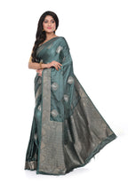 Deep Olive Green Mashru Silk Saree with Antique Zari Border
