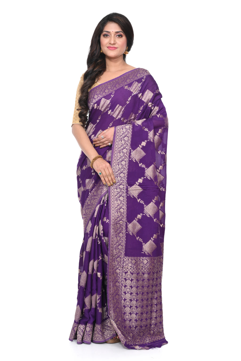 Purple Mashru Silk Saree with Heavy Pallu