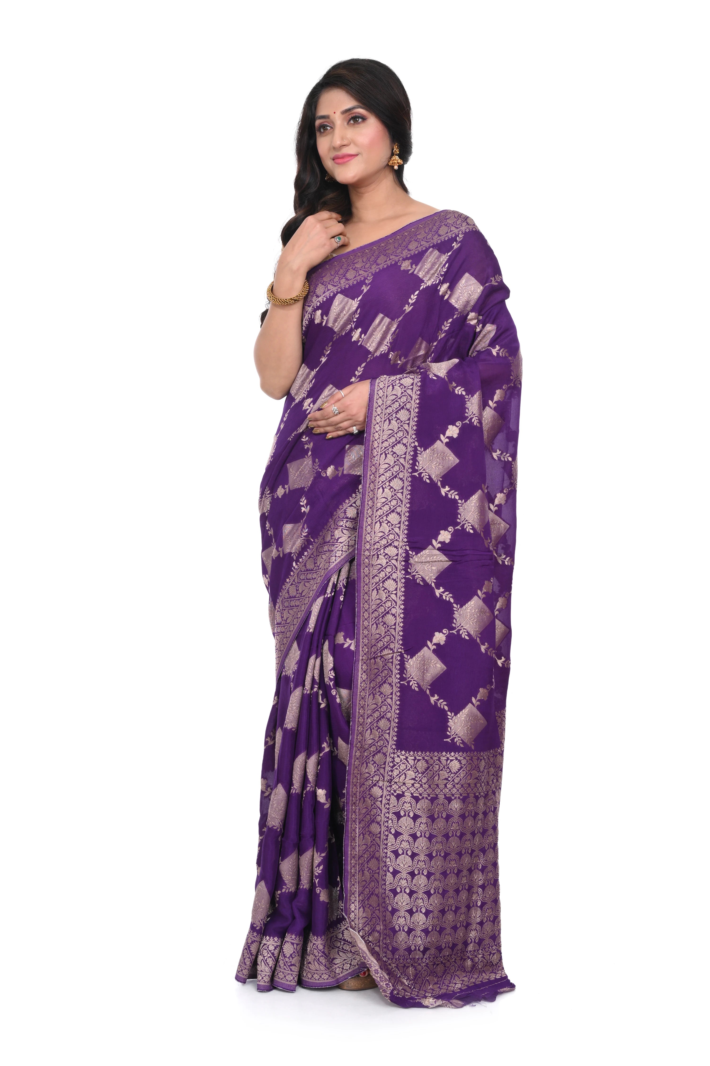 Purple Mashru Silk Saree with Heavy Pallu