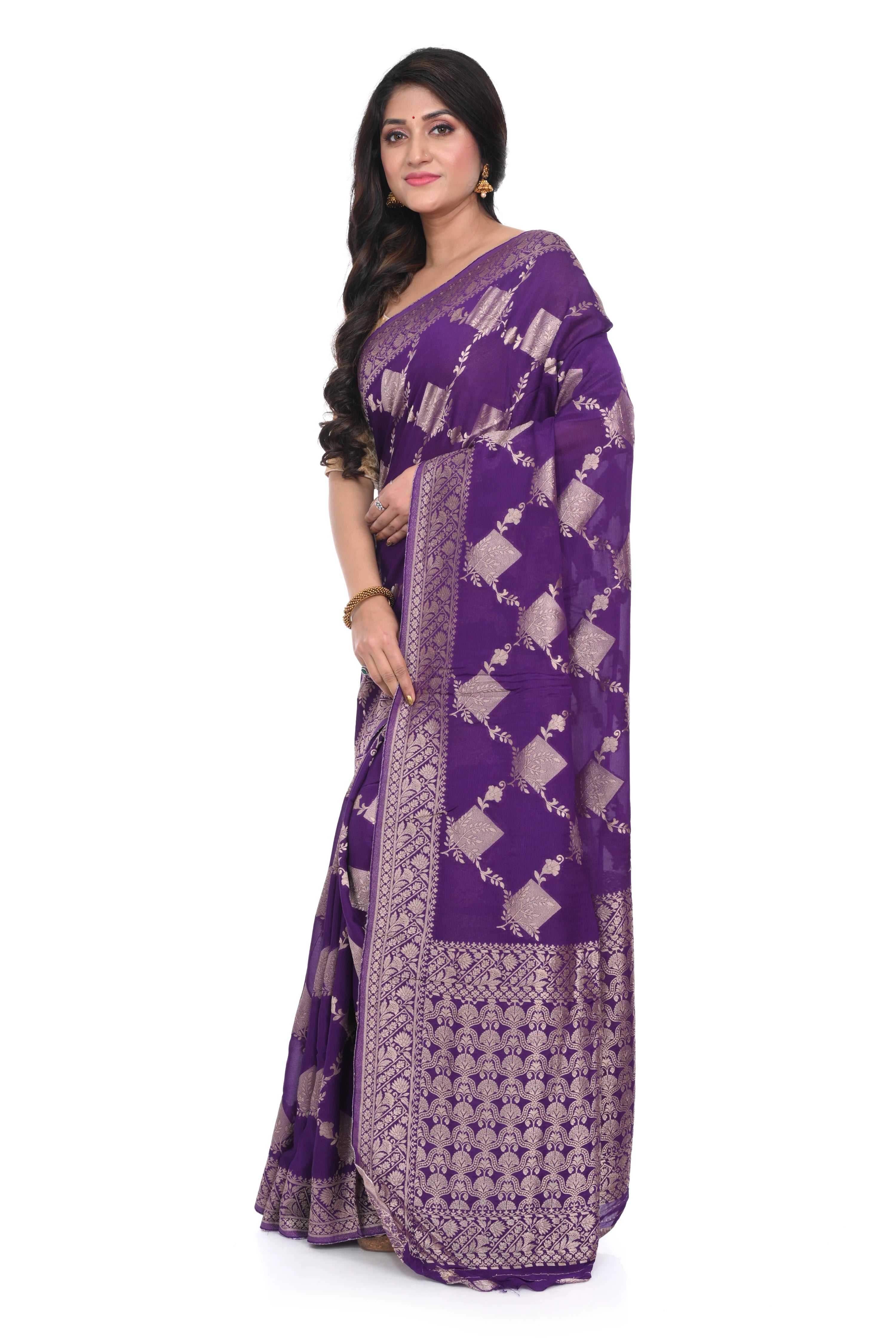 Purple Mashru Silk Saree with Heavy Pallu