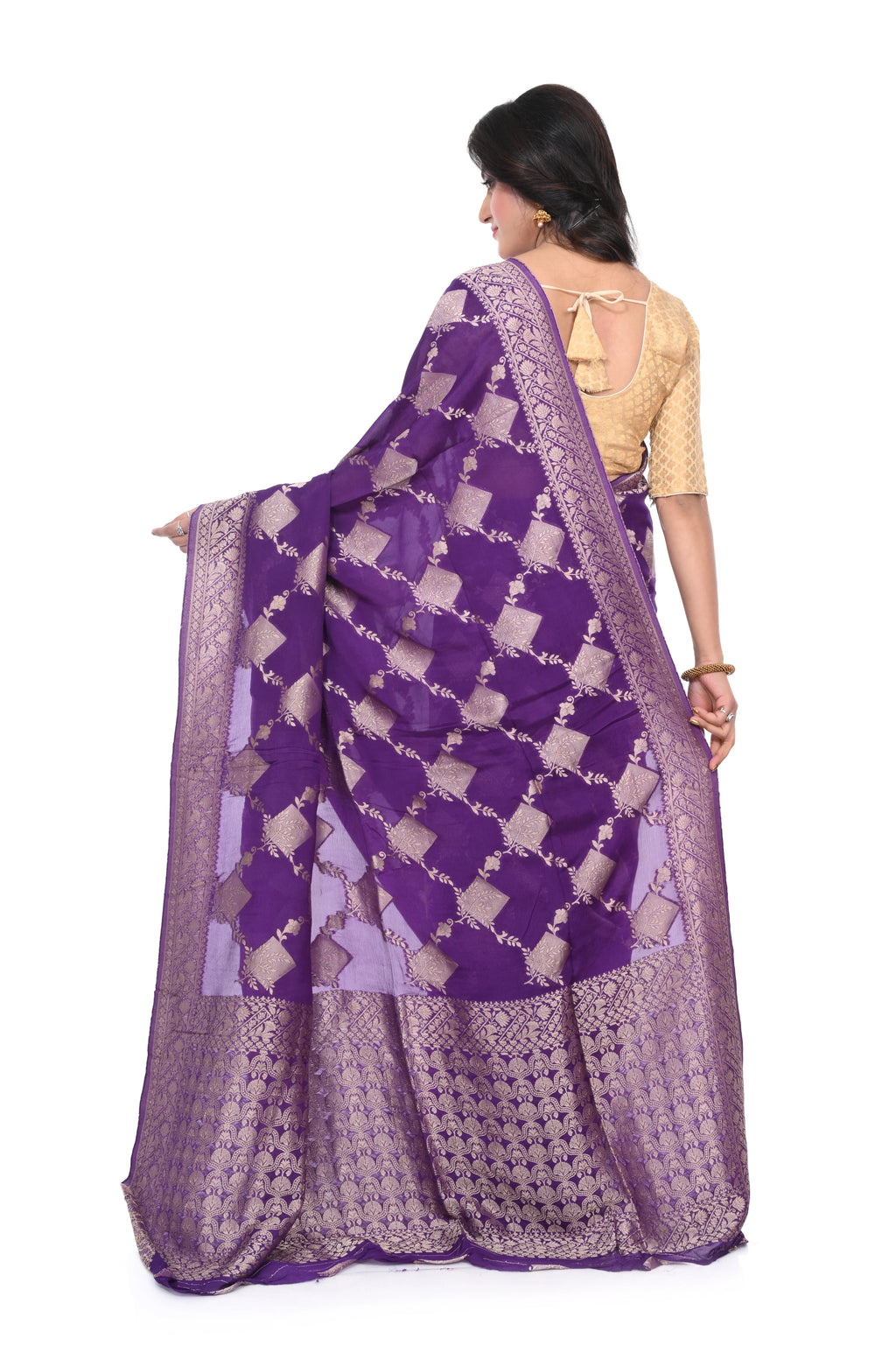 Purple Mashru Silk Saree with Heavy Pallu