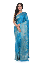 Sky Blue Mashru Silk Saree with Antique Zari Border