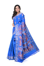 Blue Swarnachari Saree with Red Meenakari Work