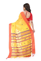 Yellow Handloom Saree with Red Border, Multicolour Buta & Rich Pallu