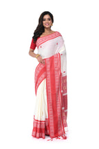 Red & White Premium Cotton Handloom Saree with Maha Par Thread Work