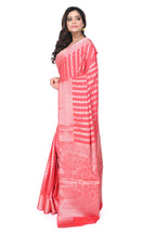 Pink - Red Benarasi Silk Saree with Zari Laheria Pattern