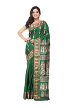 Green Swarnachari Saree with Copper Zari Meenakari Work