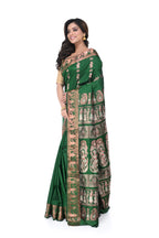 Green Swarnachari Saree with Copper Zari Meenakari Work
