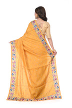 Semi Tussar Saree in Golden Yellow with Parshi Work