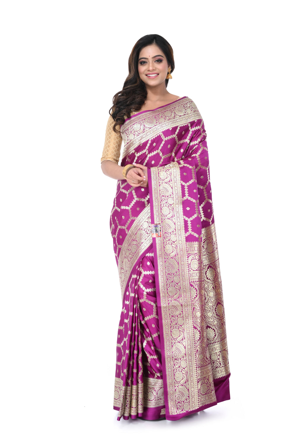 Purple - Pink Dual Tone Mashru Benarasi Saree with Heavy Pallu