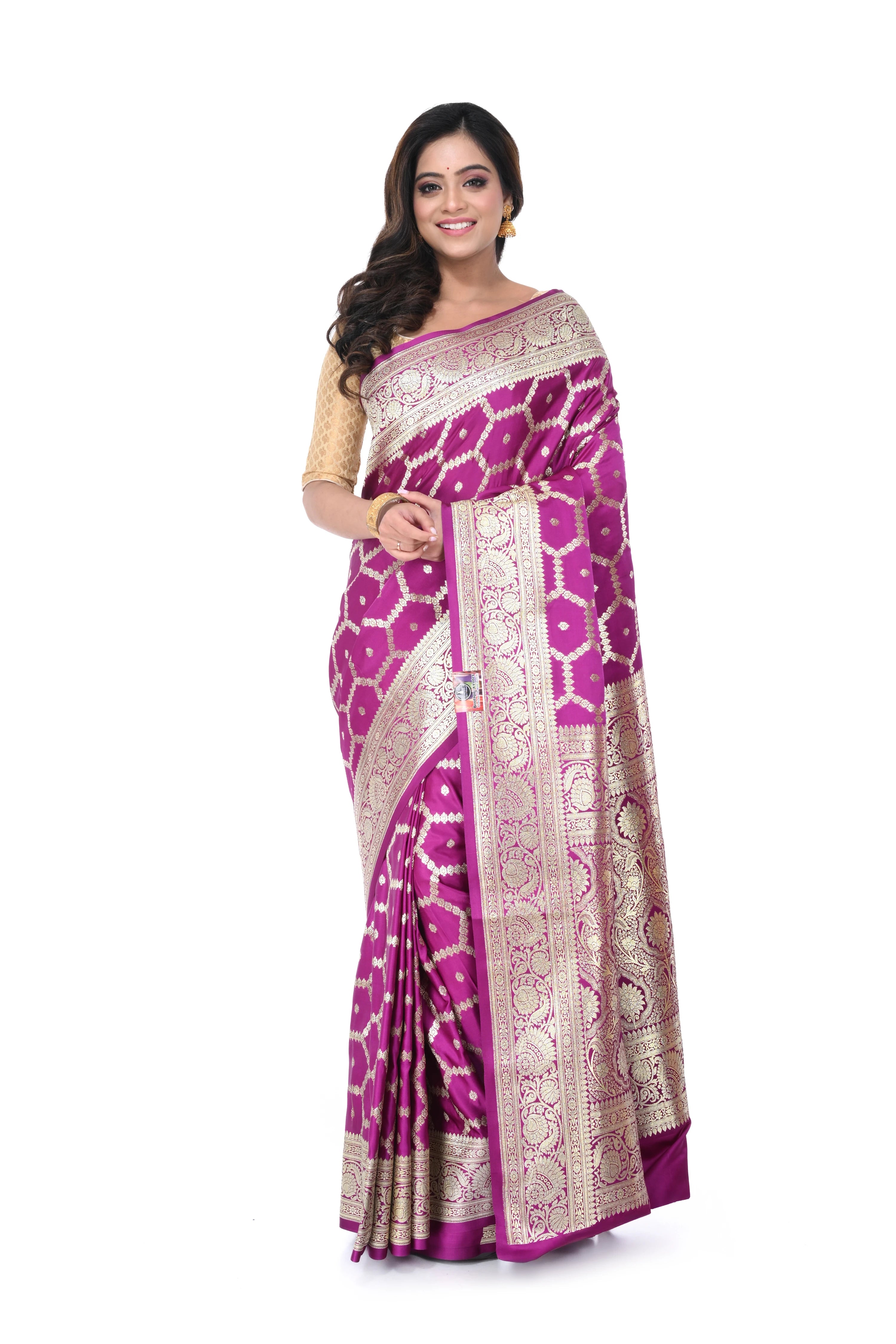 Purple - Pink Dual Tone Mashru Benarasi Saree with Heavy Pallu