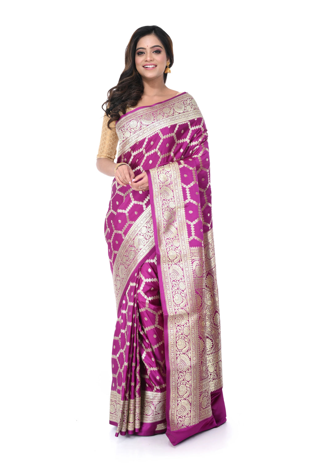 Purple - Pink Dual Tone Mashru Benarasi Saree with Heavy Pallu