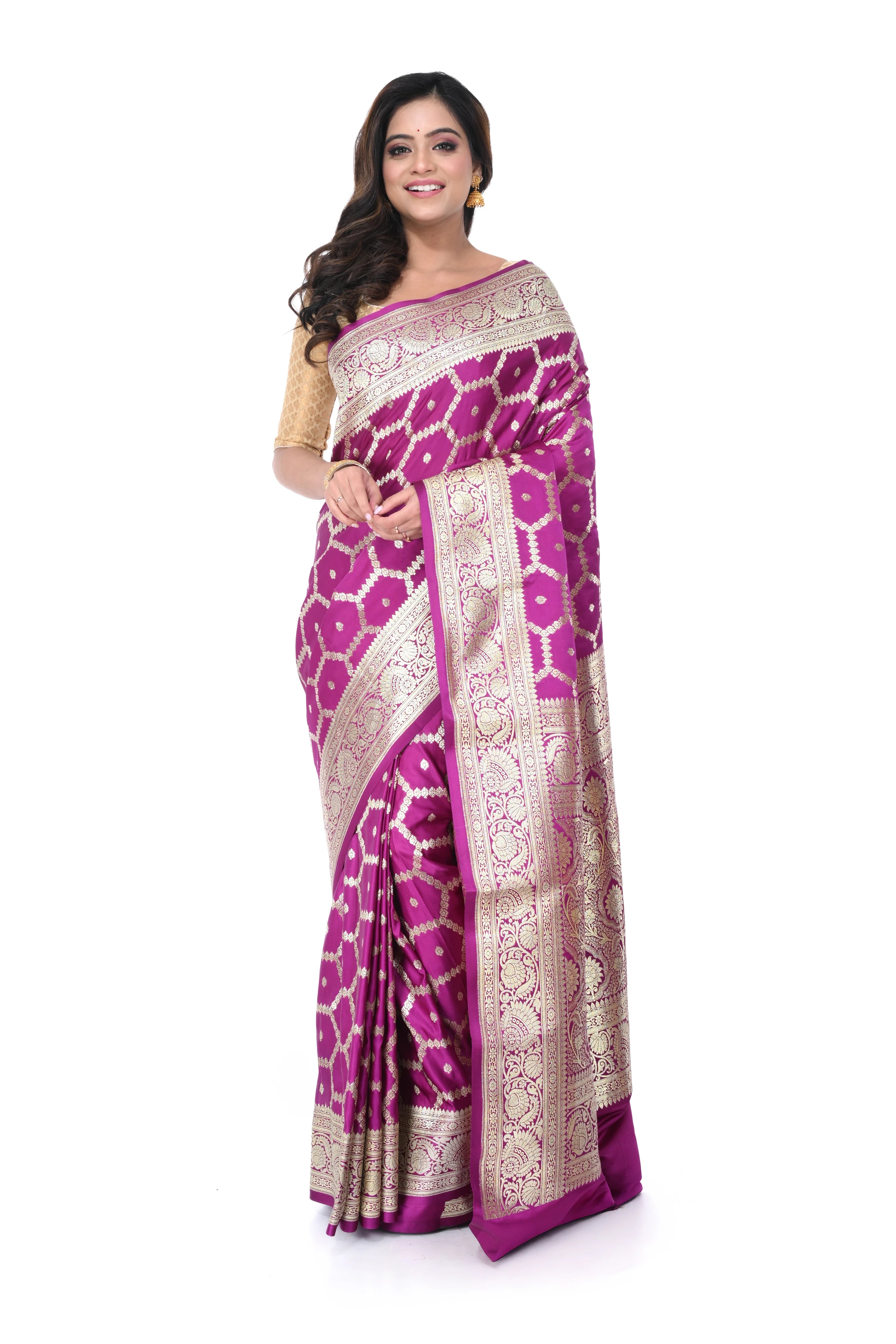 Purple - Pink Dual Tone Mashru Benarasi Saree with Heavy Pallu