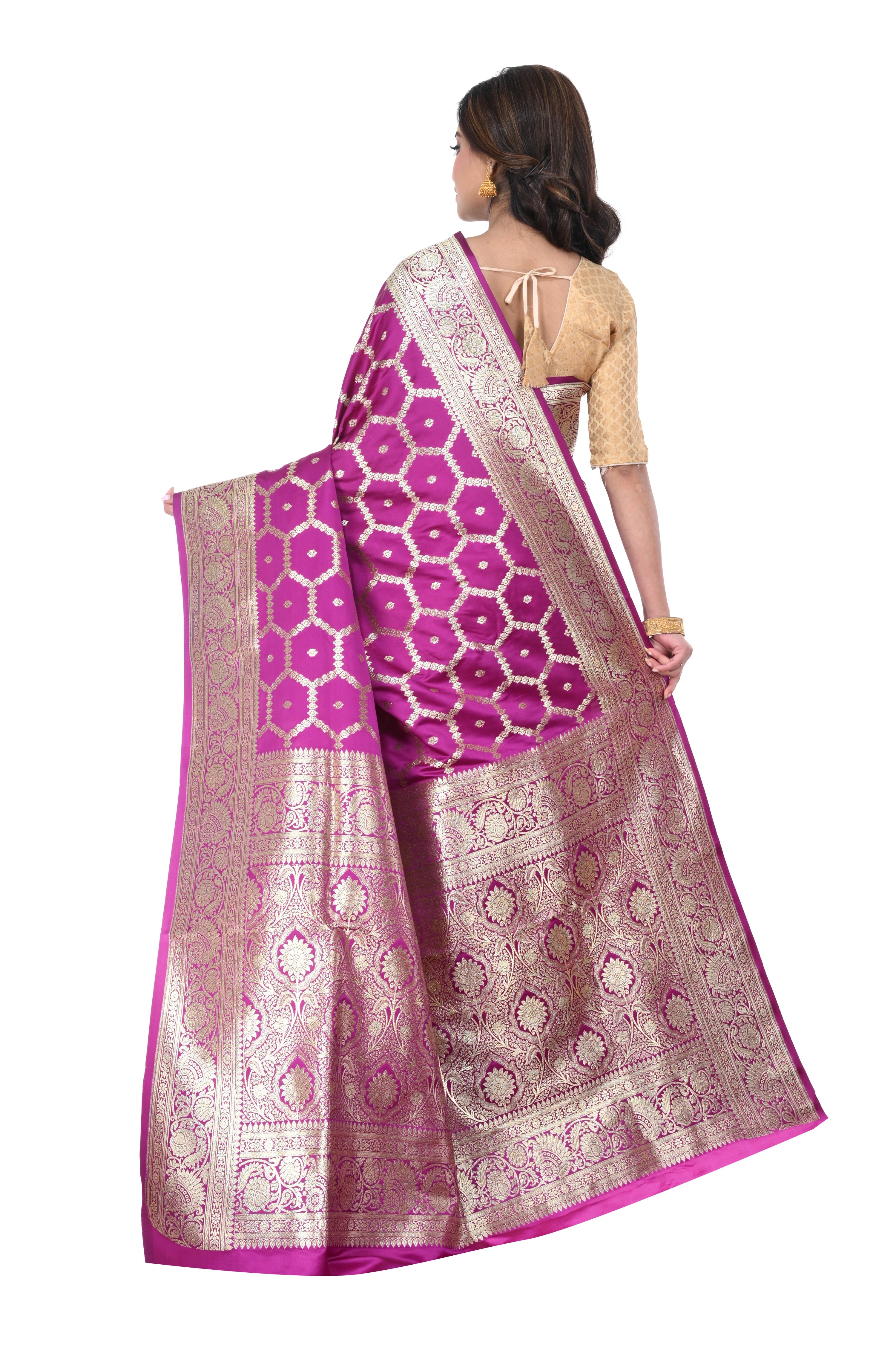 Purple - Pink Dual Tone Mashru Benarasi Saree with Heavy Pallu