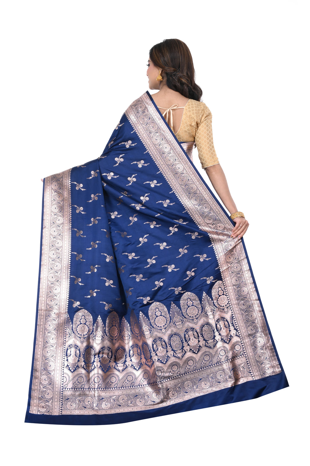Blue Mashru Benarasi Saree with Heavy Pallu