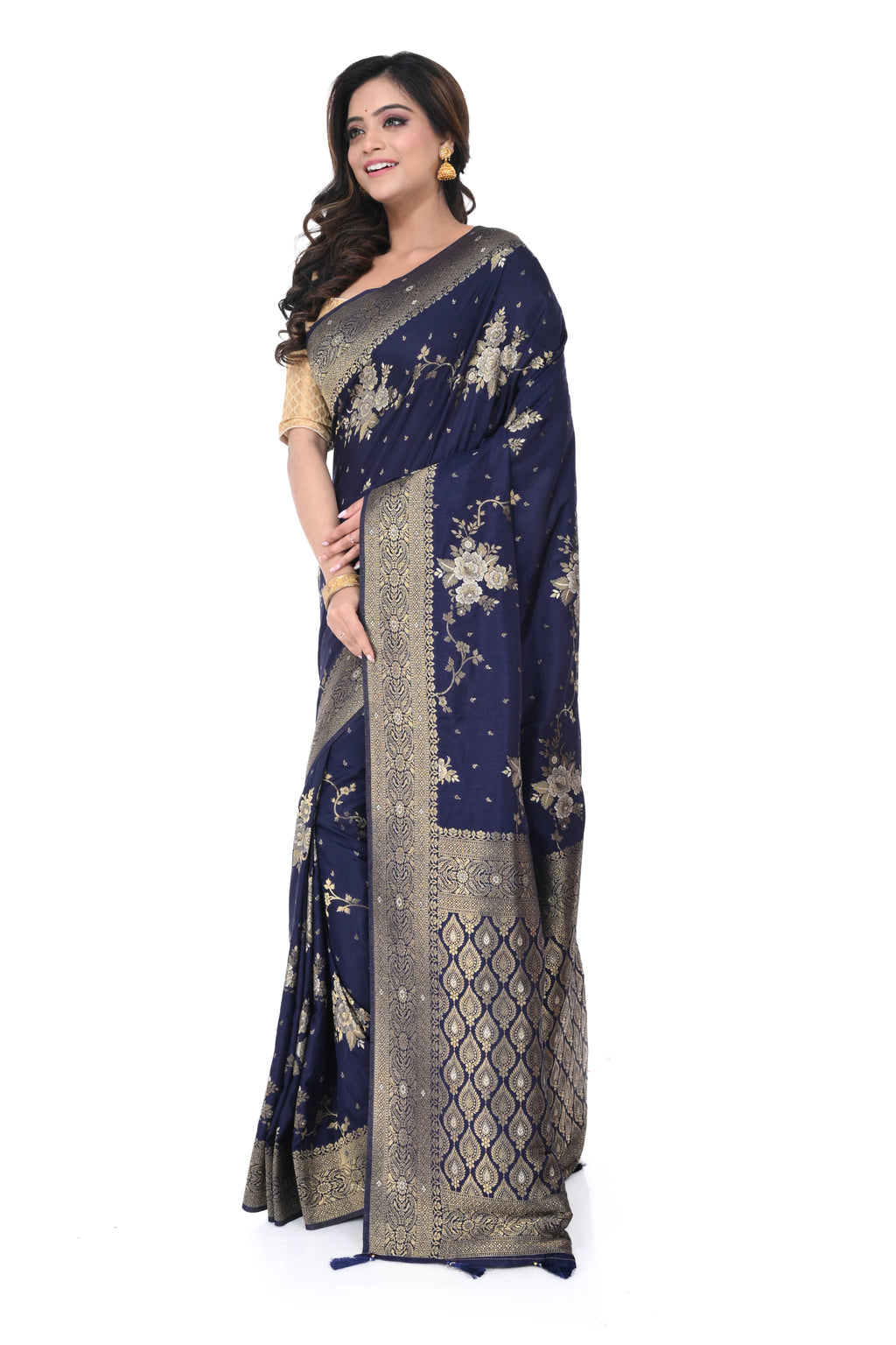 Blue Mashru Silk Saree with Heavy Pallu