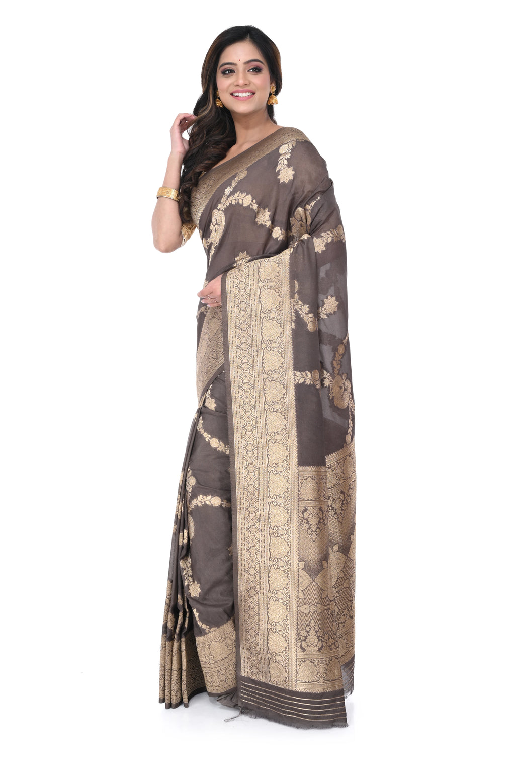 Grey Benarasi Saree with Jal Work