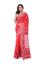 Pure Red Cotton Handloom Saree