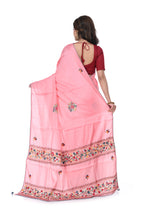 Soft Pink Semi Tussar Saree with Bullion Hand Work