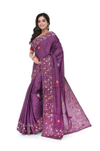 Wine Semi Tussar Saree with Hand Work