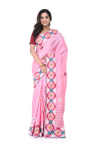 Soft Pink Pure Tussar Saree with Gujarati Work