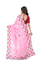 Soft Pink Pure Tussar Saree with Gujarati Work