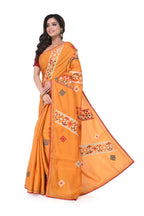 Light Orange Semi Tussar Saree with Hand Work