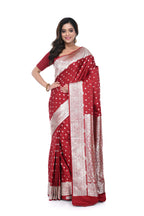 Maroon Mashru Benarasi Saree with Heavy Pallu & Border