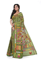 Bangalore Silk Saree with Pink - Yellow Kantha Work