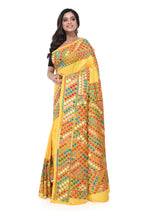 Yellow Pure Silk Saree with Geometric Motif Work