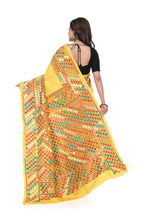Yellow Pure Silk Saree with Geometric Motif Work