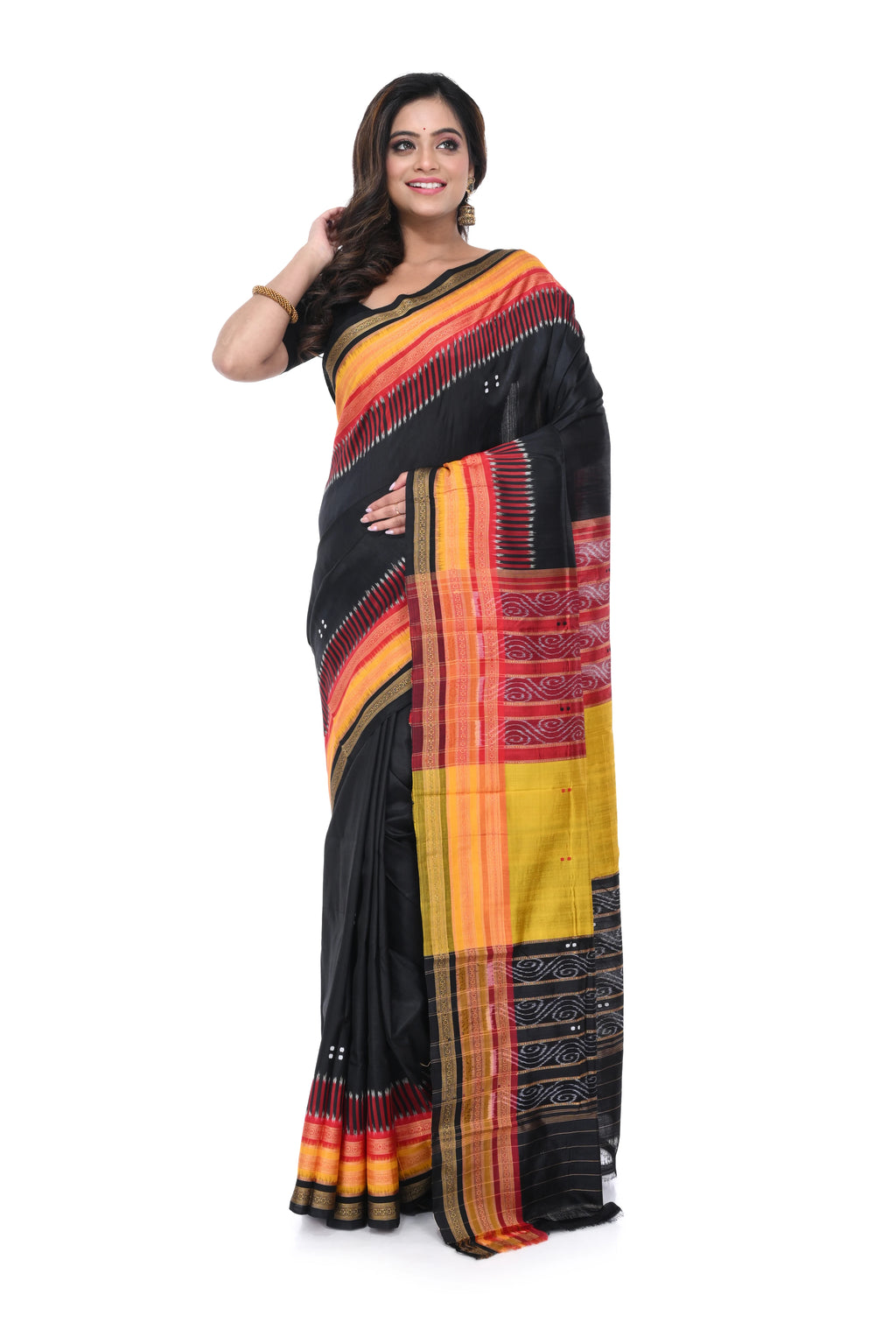 Pure Khandua Silk Saree with Triple Anchal & Border