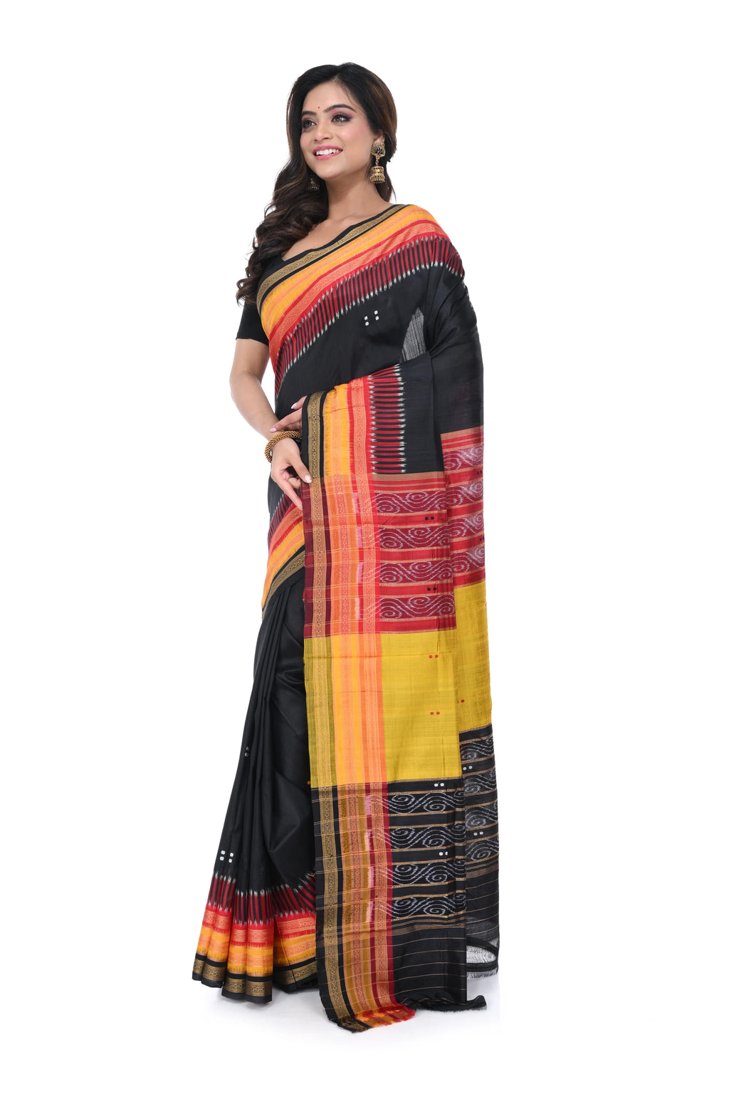 Pure Khandua Silk Saree with Triple Anchal & Border